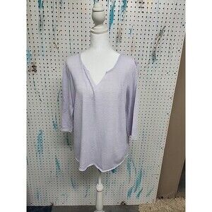 Willow Bay Knit Tee Size M Black Silver White Stripes Loose Fit